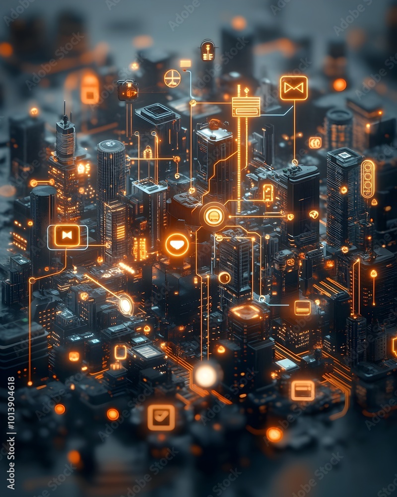 Poster secure digital ecosystem guarded by cryptographic protocols and luminous network nodes shimmering in
