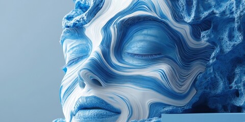 A Serene Exploration of Emotional Depth in Textured Sculpture