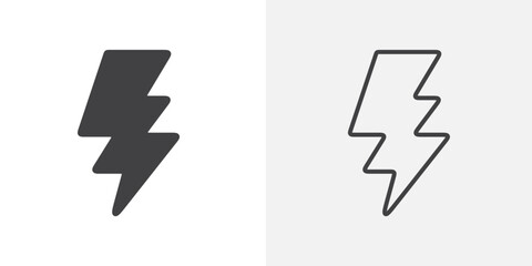 Lightening thunder icon flat and simple set design