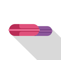 Two colorful inflatable mattresses floating on swimming pool water surface, top view vector illustration with long shadow