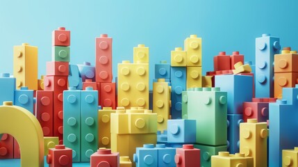 Naklejka premium Kids toys constructor illustration generated by ai