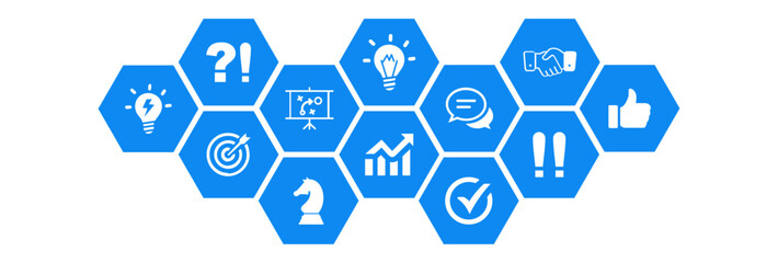 strategy planning brainstorming vector illustration with best icons and white background