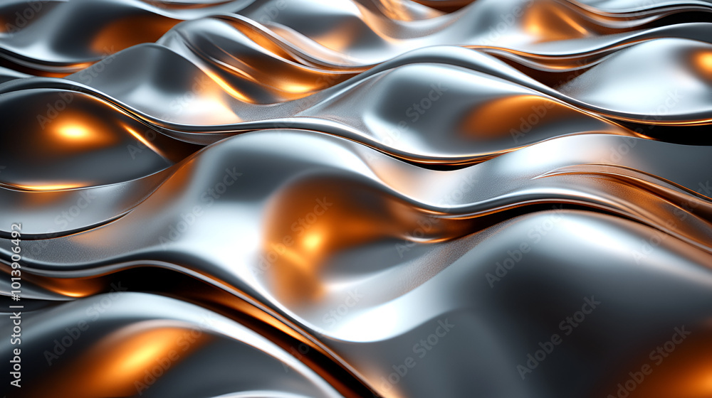 Aufkleber metallic waves shimmer under warm light, creating an abstract texture in a captivating display of re