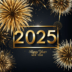 Vector banner template Happy New Year 2025. Christmas greetings. Holiday card,