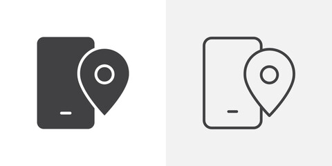 Phone location icon flat and simple set design