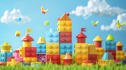 Naklejka premium Kids toys constructor illustration generated by ai