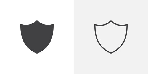 Protection shield icon flat and simple set design