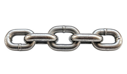 Silver metal chain link on transparent background