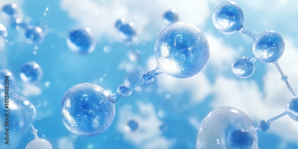 Aufkleber Molecular Simulation Visualization: Create an image of a molecular dynamics simulation in progress, showcasing the movement of atoms and molecules over time.
