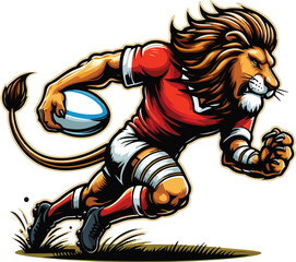 Fototapeta premium lion playing rugby