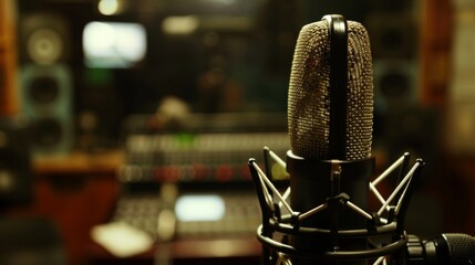 Sudio microphone close up illustratioin generated by ai