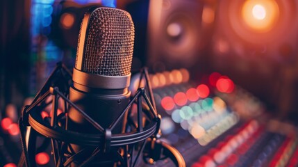 Sudio microphone close up illustratioin generated by ai