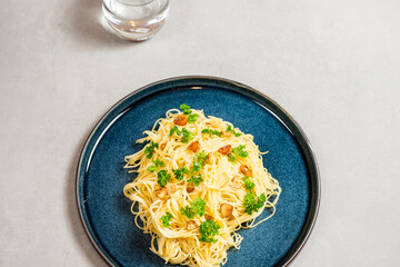 Homemade Italian Spaghetti Algio e Olio