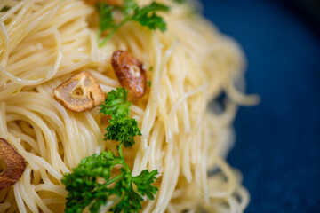 Homemade Italian Spaghetti Algio e Olio