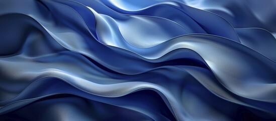Obraz premium Abstract design with smooth blue fabric waves creating an impression of fluidity, AI generated