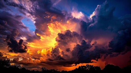 Fototapeta premium Storm sky clouds landscape illustration generated by ai