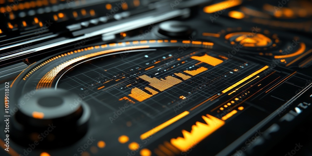 Aufkleber Predictive Analytics: Illustrate a concept of predictive analytics, with data points and trends visualized as a digital dashboard.