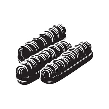 recommend clip art: Eclairs silhouette on white background
                    