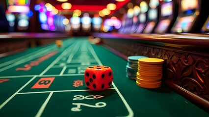 Casino Dice Game Table with Dice and Chips