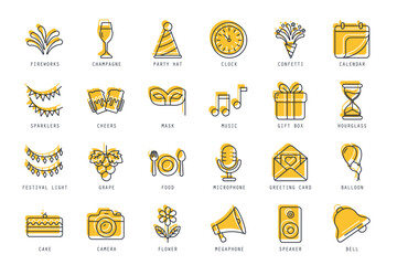 Set of New Year icons vector illustration. icons bundle isolated on white background