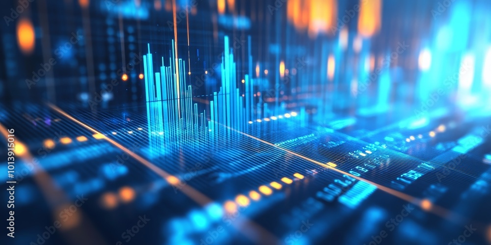 Poster chart with technical indicators: create an image of a stock chart overlaid with various technical in