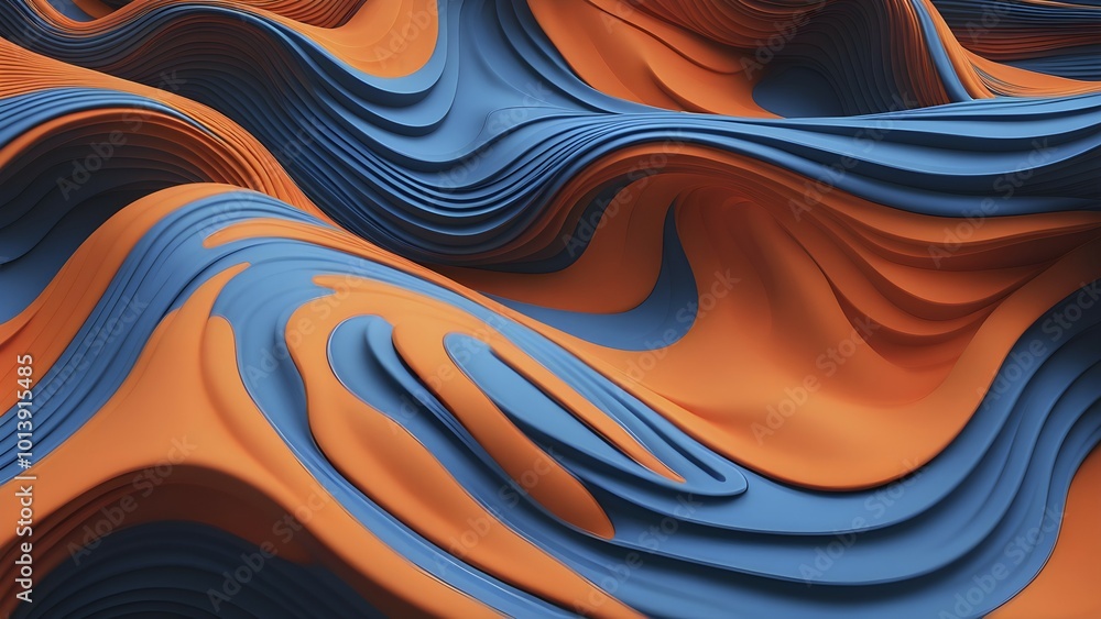 Aufkleber seamless abstract pattern of vector fluid curved lines creating a dynamic ripple effect in vibrant c