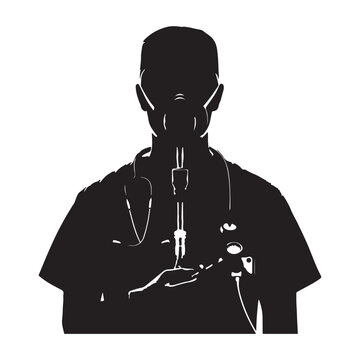 recommend clip art: Anesthesiologist silhouette on white background
                    