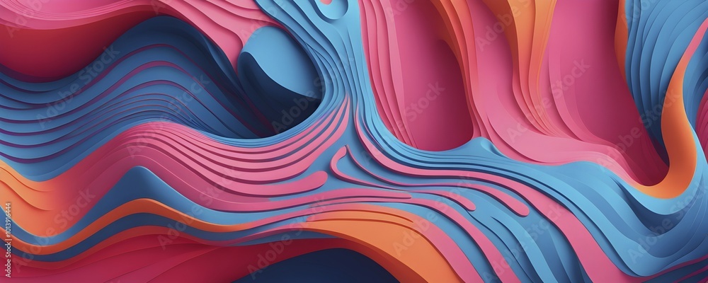 Aufkleber seamless abstract pattern of vector fluid curved lines creating a dynamic ripple effect in vibrant c
