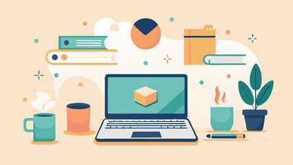 A cozy work nook with a laptop, plants, and essential work items.