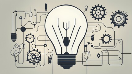 Minimalist wallpaper illustration depicting visual language for innovation, AI generated