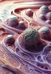 Obraz premium Three dimensional render of metastasis of cancerous tumor, AI generated