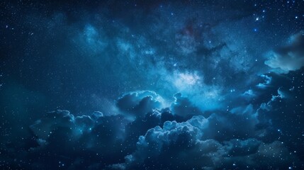 Fototapeta premium Night sky with stars and clouds. Ilustration generated by ai