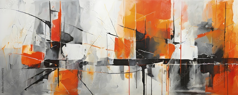 Aufkleber ai generated abstract art showcasing a dynamic splash of orange colors in panoramic format