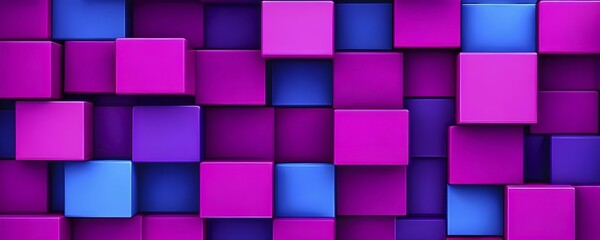 Obraz premium Abstract background composed of overlapping rectangles in various shades of blue and magenta, AI generated