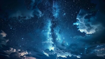 Obraz premium Night sky with stars and clouds. Ilustration generated by ai