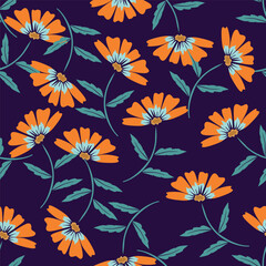 Hand drawn cute flowers, seamless patterns with floral for fabric, textiles, clothing, wall art, wallpaper, cover, banner, poster, interior decor, natural backgrounds.
