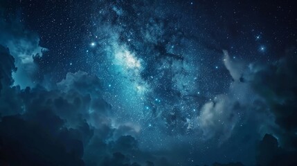 Obraz premium Night sky with stars and clouds. Ilustration generated by ai