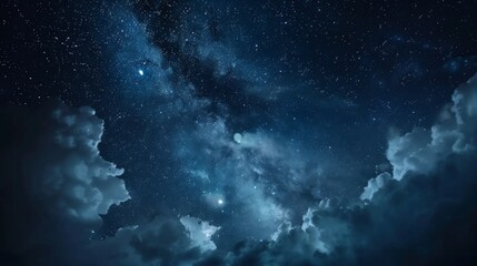 Obraz premium Night sky with stars and clouds. Ilustration generated by ai