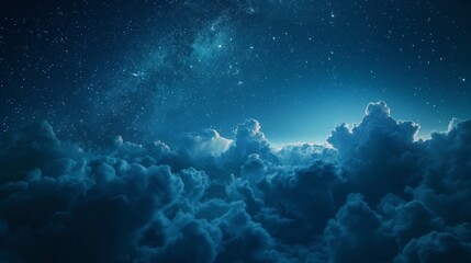 Obraz premium Night sky with stars and clouds. Ilustration generated by ai
