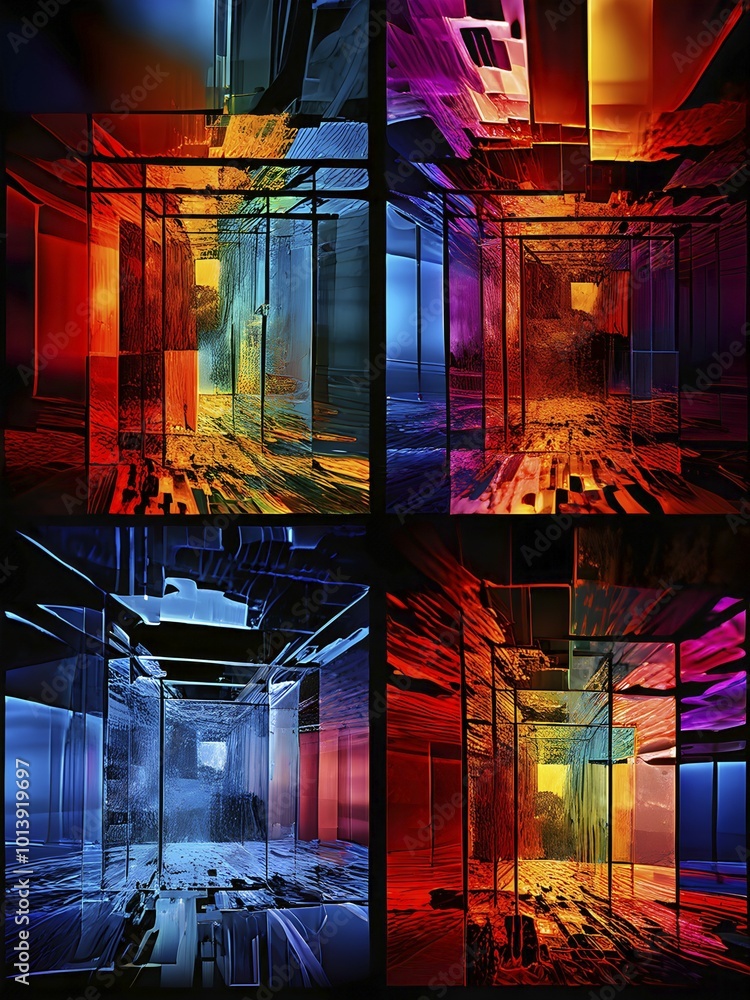Aufkleber ai generated sequence of photos transitioning through a range of digital distortions symbolizing the
