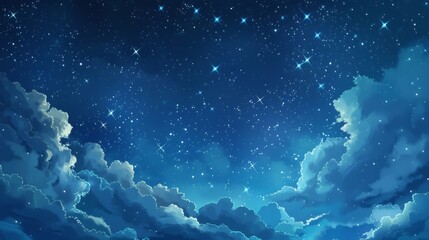 Night sky with stars and clouds. Ilustration generated by ai