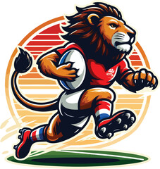 Obraz premium lion playing rugby