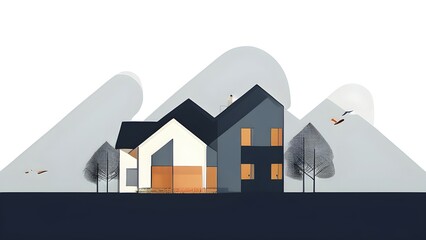 Minimalist render of a residential house, AI generated