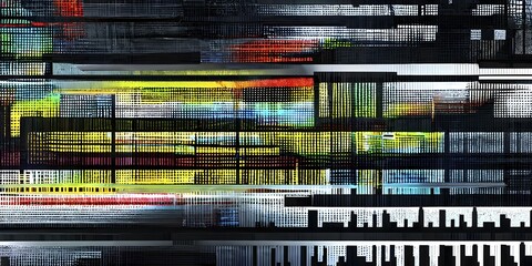 Abstract 3d pixel art technology themed pattern featuring random mosaic in vibrant hues, AI generated