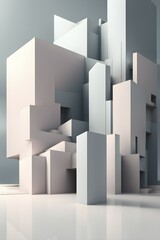 Fototapeta premium Minimalist abstract wallpaper illustration symbolizing architecture in simple geometric shapes, AI generated