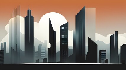 Minimalist abstract wallpaper illustration symbolizing architecture in simple geometric shapes, AI generated
