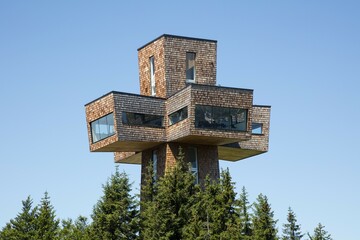 Observation tower Jakobskreuz on the summit of the Buchensteinwand, Kitzbüheler Alps, Tyrol, Austria, Europe