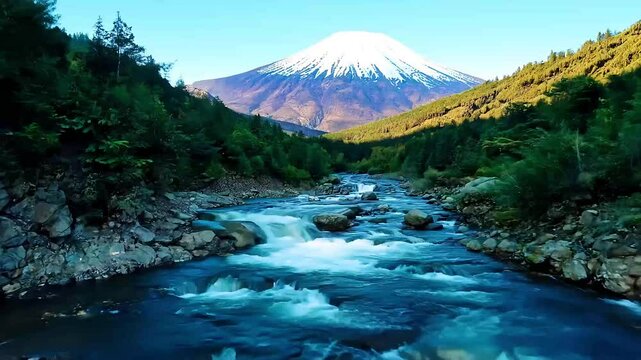 serene stream flows foothills Ordesa Monte Perdido National Park Huesca Aragon Spain majestic Mount rises background creatingpicturesque scene ideal nature&rsquo;s beauty French border flowing mountain