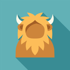 Person wearing lion costume having fun at a party, flat design icon with long shadow