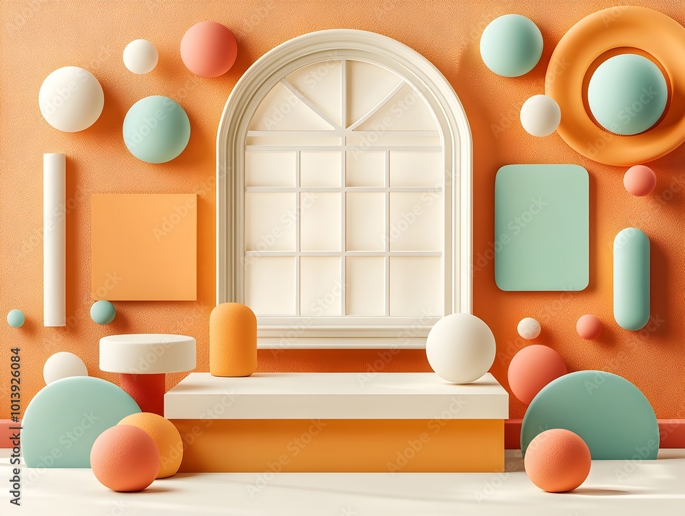 Poster abstract and minimalist 3d studio setting with textured brown and white walls empty floor podium for